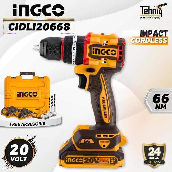 Sale Ingco Cidli20668 Mesin Bor Tembok Beton 20V / Brushless Impact Drill 13Mm Ingco Cidli20668