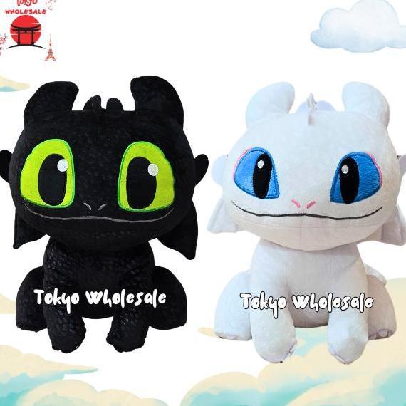 NEW PLUSHIE - BONEKA TOOTHLESS NIGHT FURY DRAGON NAGA BONEKA NAGA HITAM LUCU ORI