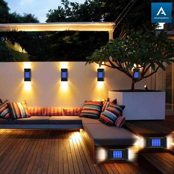 NEW LAMPU DINDING OUTDOOR LED TENAGA SURYA SOLAR PANEL WATERPROOF 2 PCS ORI