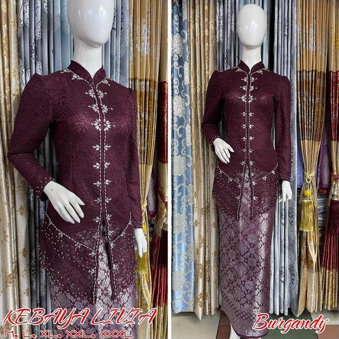KEBAYA LIVIA PAYET MUTIARA BUSUI SET SONGKET LILIT / KEBAYA BRUKAT KEKINIAN PESTA / KEBAYA WISUDA TE