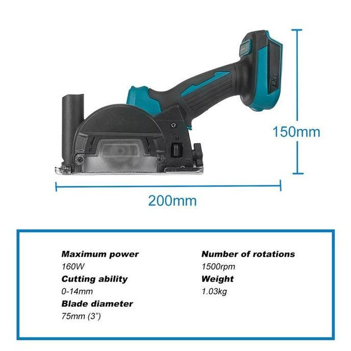 Promo Kamolee Cordless Gergaji Mesin 3 Inch Circular Saw Gergaji Tangan Listrik Untuk Potong Kayu - 
