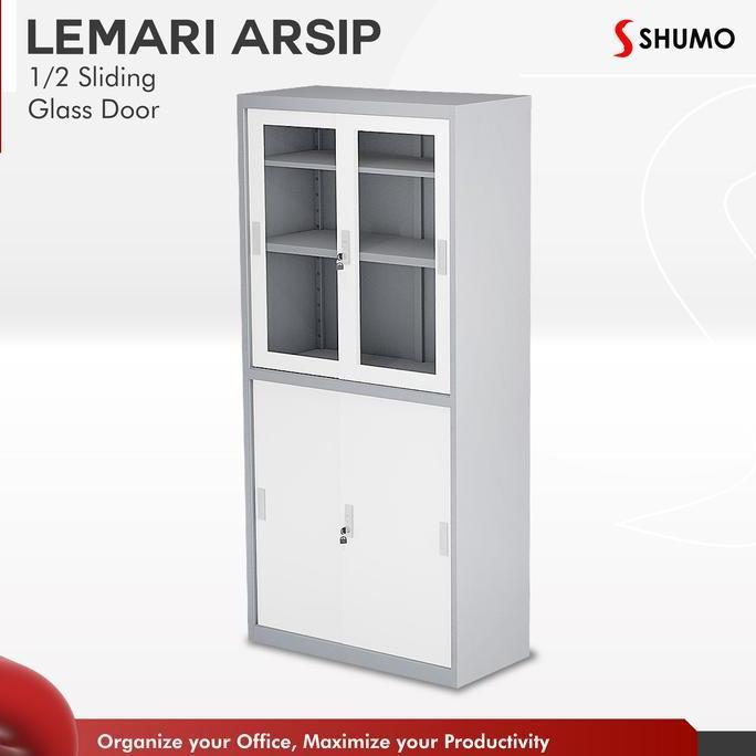 Goplan- Lemari Arsip Besi 2 Pintu Sliding Pintu Kaca|Kantor|Sleding Geser File