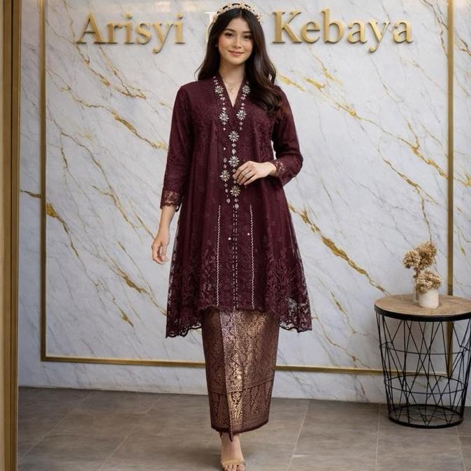 Kebaya Kartini Tunik Payet Jahit Set Songket | kebaya modern (twt)