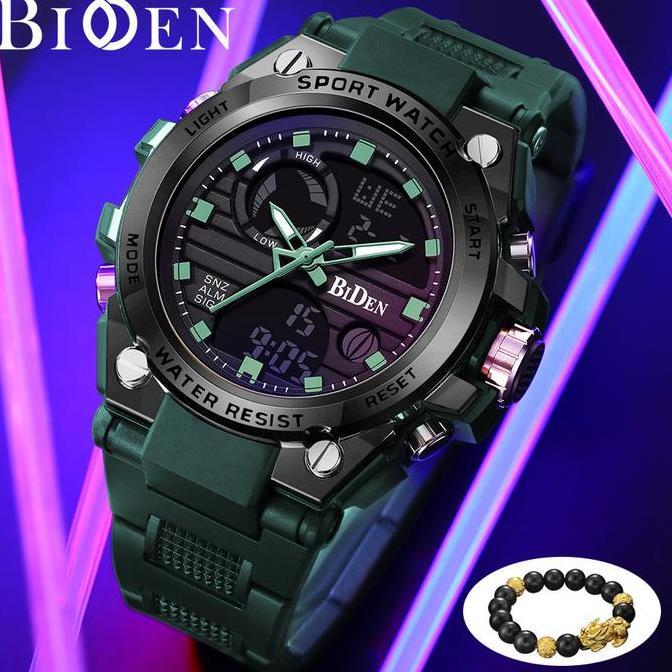 BIDEN Jam Tangan Pria Analog&Digital Original Sports Tali Silikon Jam Tangan Cowok