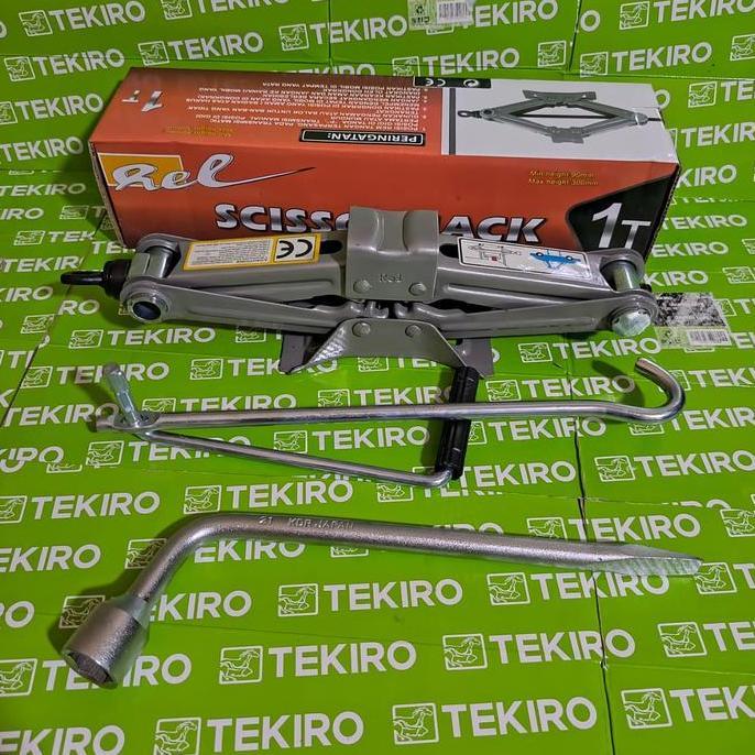 sidek_muaan - dongkrak mobil model jembatan rel scissor jack 1 ton universal - kunci roda l uk 21mm 