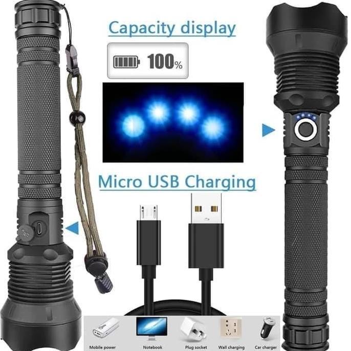 Senter LED XHP70 KING SANCA 5000 Lumen I Senter LED PALING TERANG Paling Besar Senter SWAT Police Be
