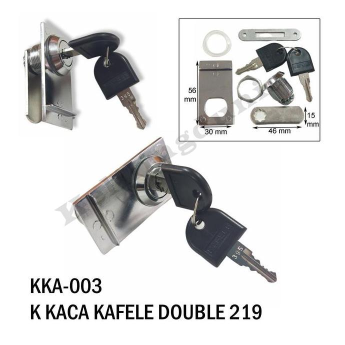 Kunci Kaca KAFELE DOUBLE DOBEL Pintu Lemari Cabinet Kabinet Kayu Besi