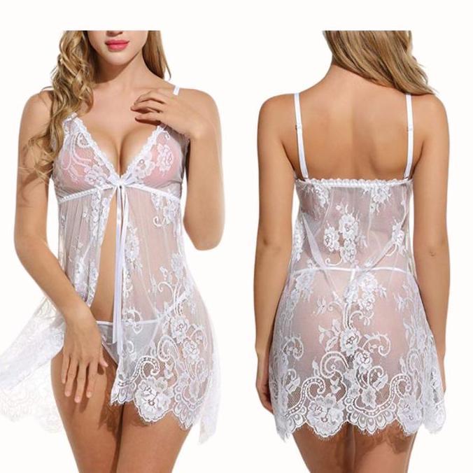 NEW MISSSLINJE BAJU TIDUR SEKSI BIG SIZE LINGERIE DRESS SEXY LACE RENDA TRANSPARAN JUMBO DAPAT G STR