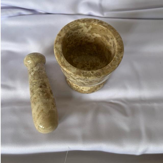 Lumpang Alu Batu Marmer Tumbukan Batu Tumbuk Ulekan Granit Natural Marble Stone Mortar Pestle 4/11