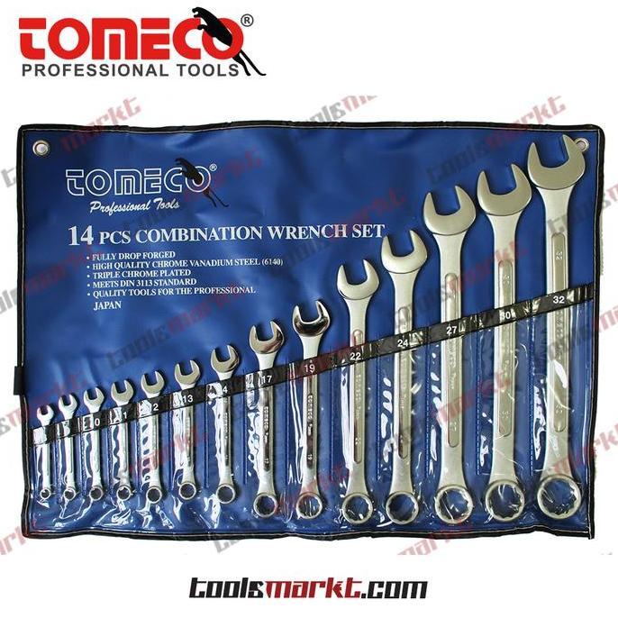 Ready Tomeco 14 pcs Kunci Ring Pas Set Cr-V Model Aigo 8 - 32 mm Combination Spanner Wrench Set
