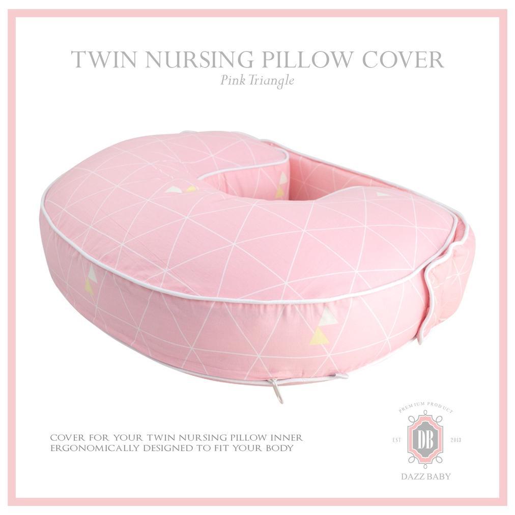 Bantal Menyusui Kembar / Nursing Pillow Twin Katun Motif Pink Triangle Dazz Baby
