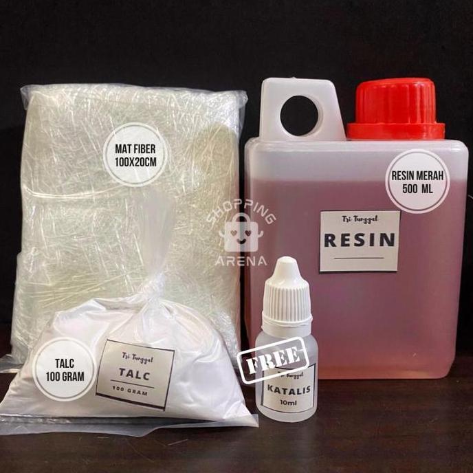 PAKET RESIN 500 GRAM Recine Resine Fiberglass Mika Glass Fiber Akrilik Acrylic DIY Catalyst Catalis 
