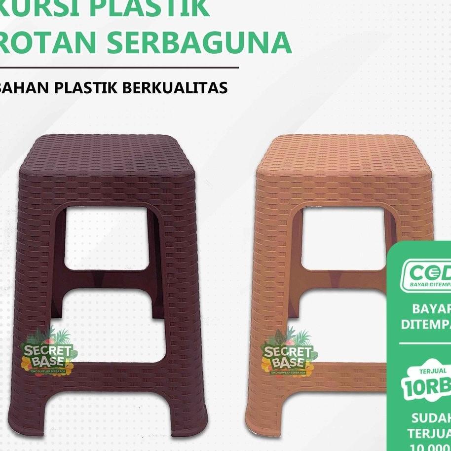 Kursi Rotan - Kursi Plastik Tinggi / Bangku Tinggi Kokoh / Kursi Motif Rotan Murah