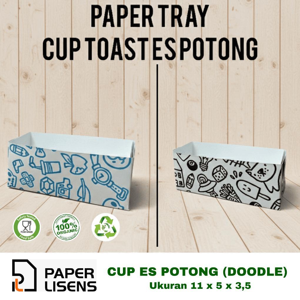 (100 Pcs) Kotak Es Potong Roti (Besar) Motif Doodle/Wadah Es Potong/ Kotak Es Cream Singapura