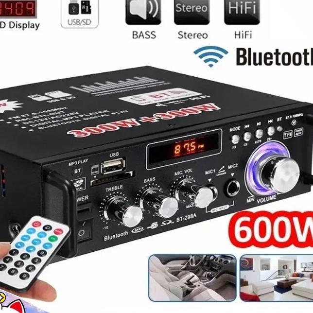 Amplifier Bt-298A Bluetooth Eq Audio Amplifier Karaoke Home Theater Fm Radio 600W Kerndy Amplifier B