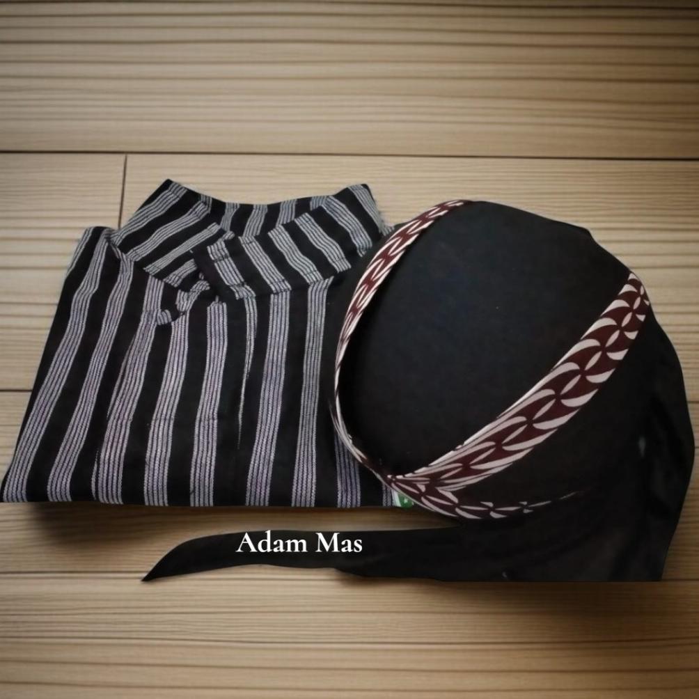 Best Seller Baju Lurik Jawa Pria Dewasa/Baju Surjan Lurik Pria Dan Blangkon Jogja/Set Baju Surjan Da