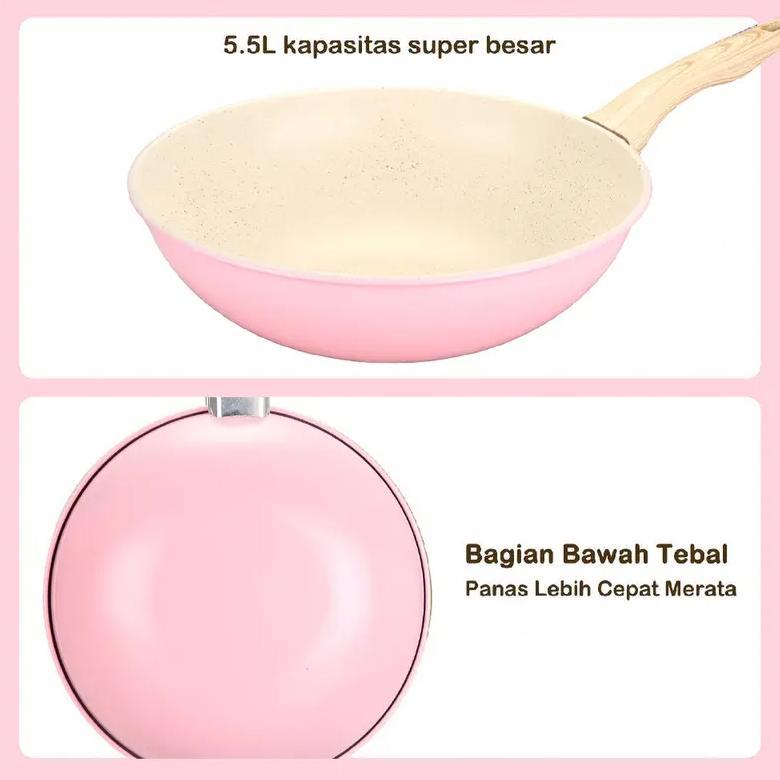 terbaru texania wajan keramik 30cm wajan anti lengket warna cream kitchenware