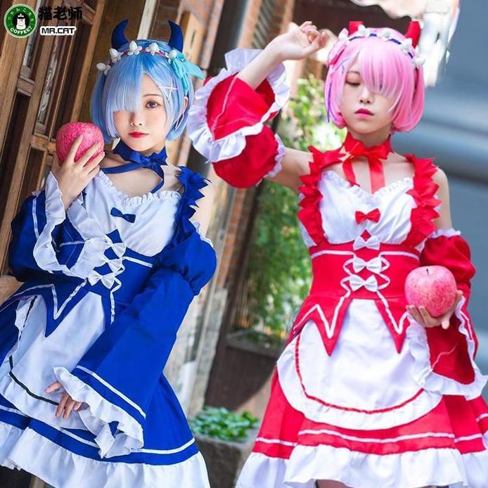 Ready  CC-30 dress re:zero ram rem maid costume cosplay kostum re zero devil