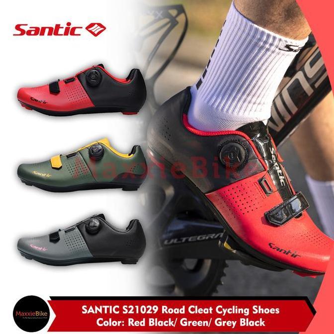 Santic S21029 Sepatu Sepeda Cleat Roadbike Cycling Lock Shoes Rotating Buckle Roadbike Shoes Lightwe