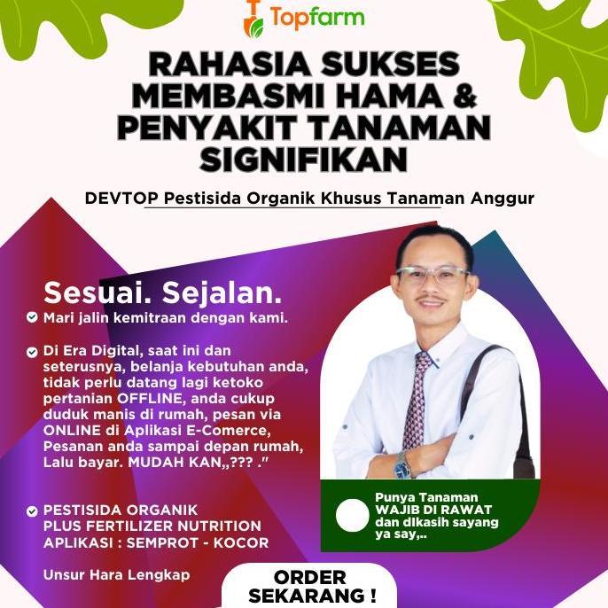 Obat Semprot Hama Tanaman Anggur / Pestisida Organik Devtop / Obat Hama Bercak Daun Anggur / Insekti