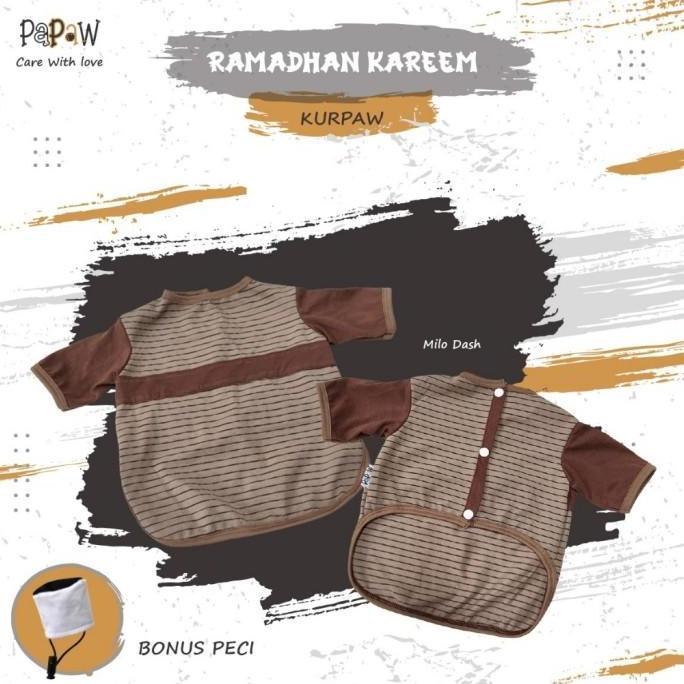 Baju Kucing Koko Muslim Kurta Kemeja Lebaran Anabul Cowok Lucu Murah Kostum Ramadhan Kurpaw