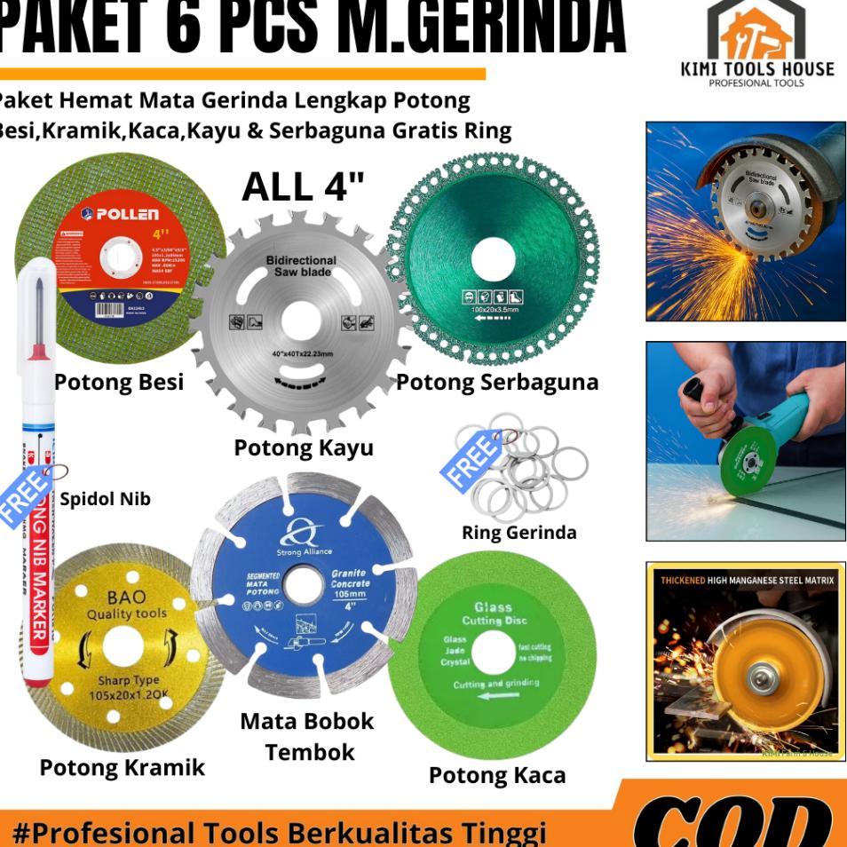 Paket 6Pcs Mata Gerinda Gratis Spidol Dan Ring Gerinda Mata Gerinda Pemotongan Serbaguna /Potong Kay