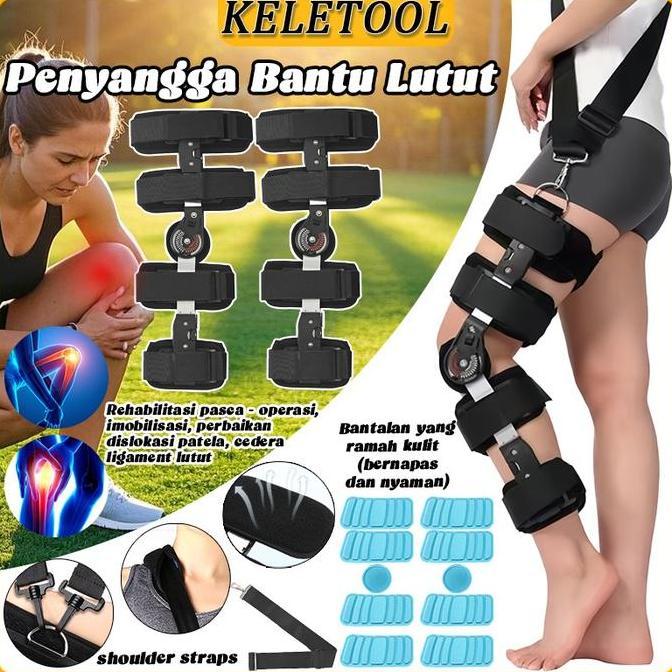 ATHHINE Penjepit Lutut Berengsel dengan Stabilizer Orthosis Tali Bahu untuk  Stabilizer Penopang Ort