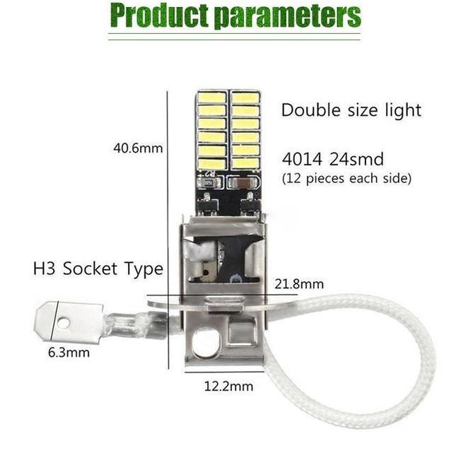 EXQWISITE 2Pcs Lampu Kabut Depan Mobil H3 led canbus super drl