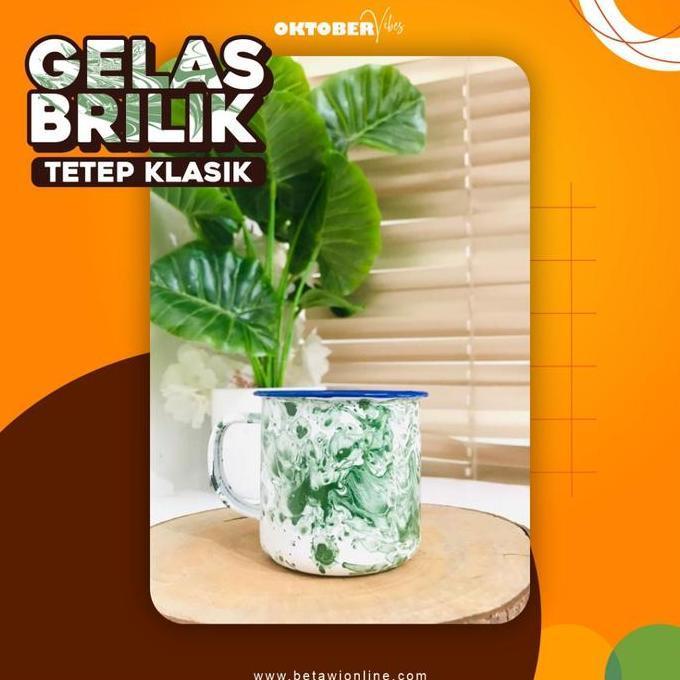 Cangkir Jadul Blirik 7cm / Mug Enamel 7cm Motif Blirik ( Loreng )
