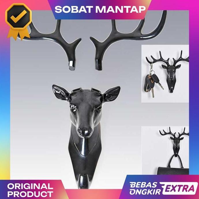 Gantungan Dinding Tanduk Rusa Deer Hanger Baju Kunci Pajangan Gantungan Dinding Multifungsi