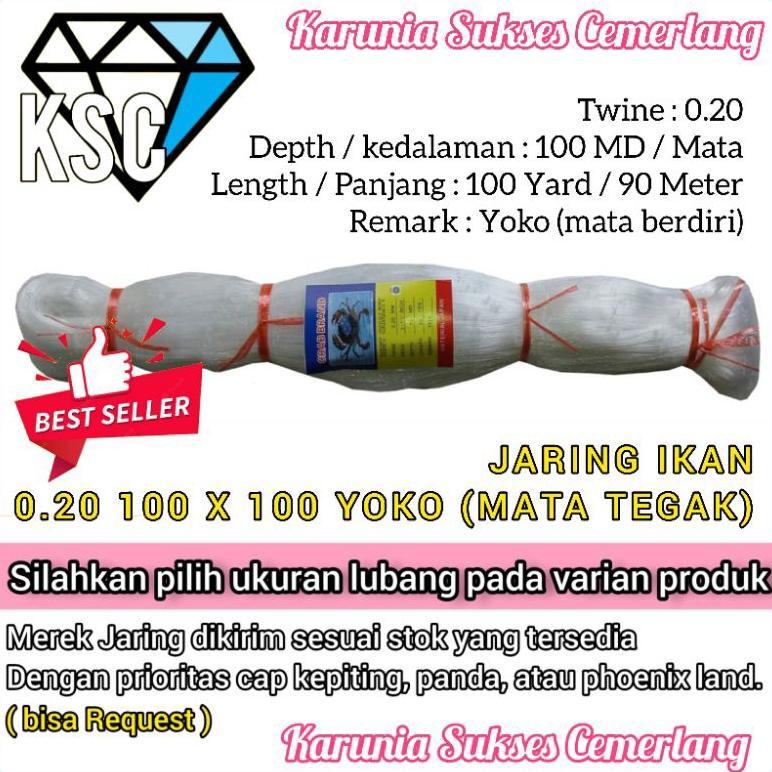 JARING IKAN 020 100X100 YOKO / JARING CRAB BRAND / JARING IKAN NELAYAN / PERLENGKAPAN NELAYAN / PUKA