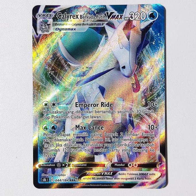 Calyrex Berkuda Putih VMAX RRR 044/184 S8b - Kartu Pokemon Indonesia