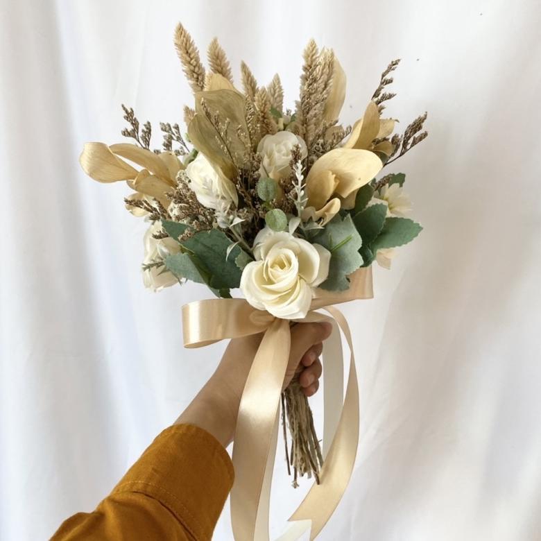 Best Seller Buket Bunga Pernikahan Lamaran Rustic Bunga Kering Dried Flower Premium Murah