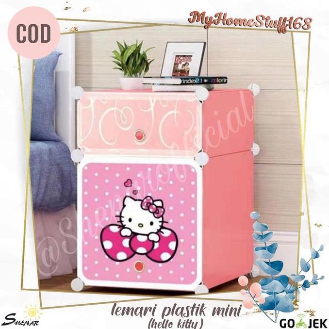 ATHHINE SHENAR LEMARI SISI RANJANG PLASTIK / LEMARI PAKAIAN PORTABLE / LEMARI SERBAGUNA MINI HELLO K