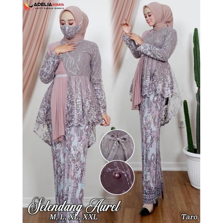 Promo / Setelan Kebaya Selendang Brokat Tulle Termurah Setelan Kebaya Pesta Modern Kebaya Aurora Sel