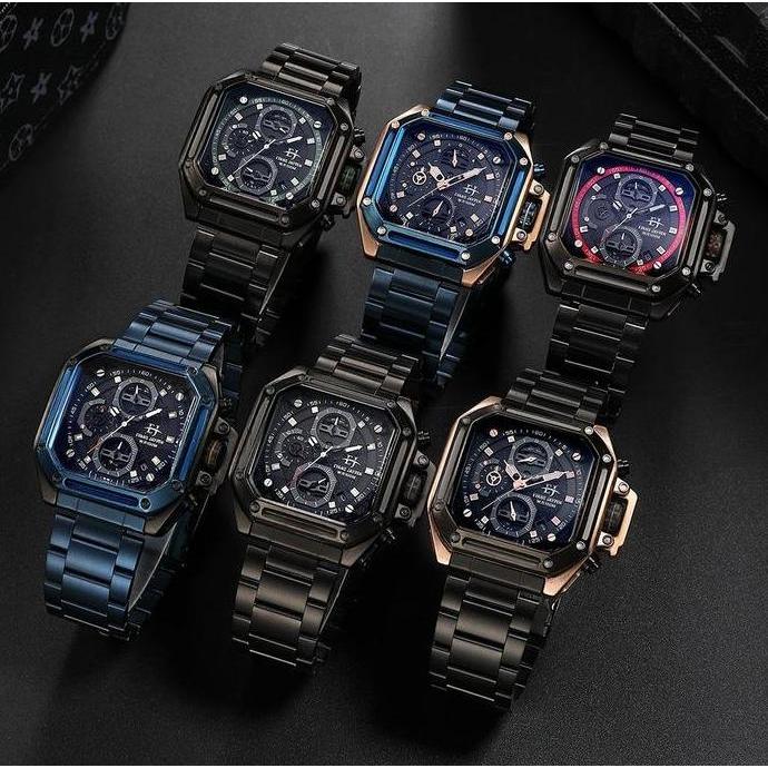 Cloknlok- Evans Jayden Jam Tangan Pria Ej 9558 Rantai Stainless Steel Chronograph Kaca Sapphire Wate