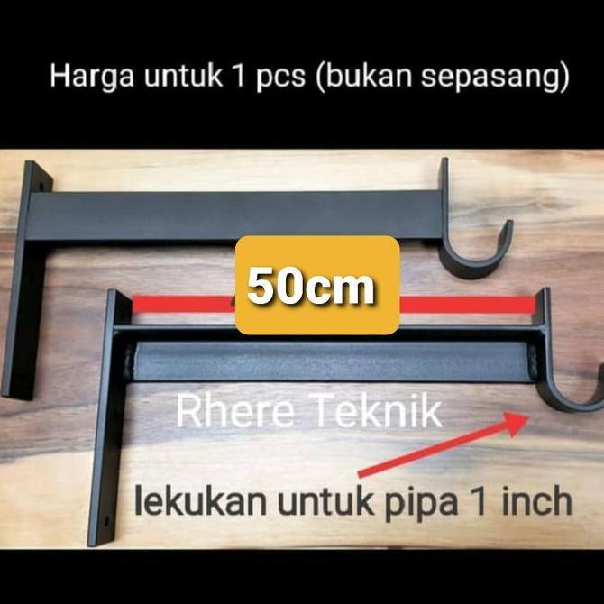 rak siku L besi ambalan gantungan baju gantungam sangkar burung 50cm