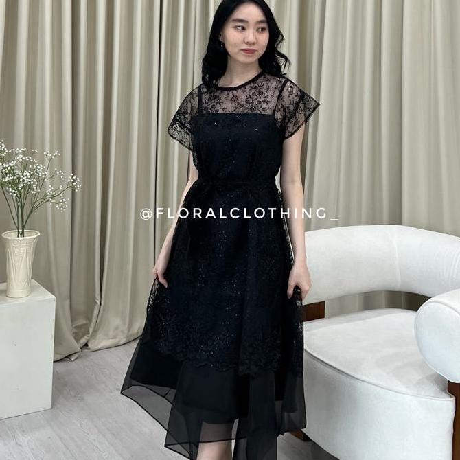 F351 Dress wanita kondangan bridesmaid pesta mewah bahan premium GS