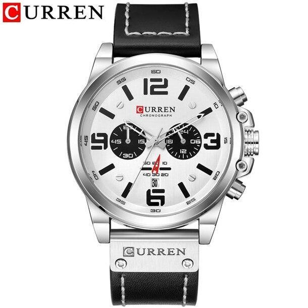 Cloknlok- Jam Tangan Pria Analog Tali Kulit Chronograph Curren 8314