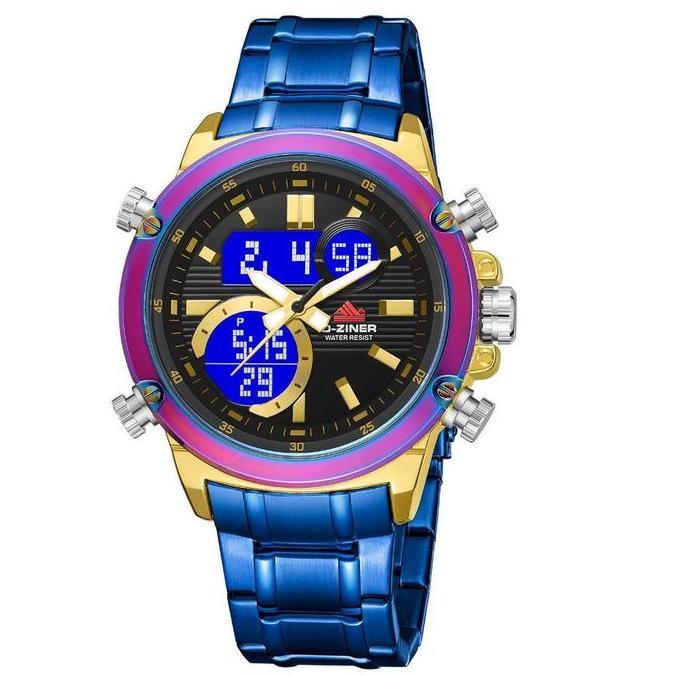 Cloknlok- Dziner Jam Tangan Pria 8333 Rantai Stainless Steel Double Time Water Resistant 3 Atm Kaca 