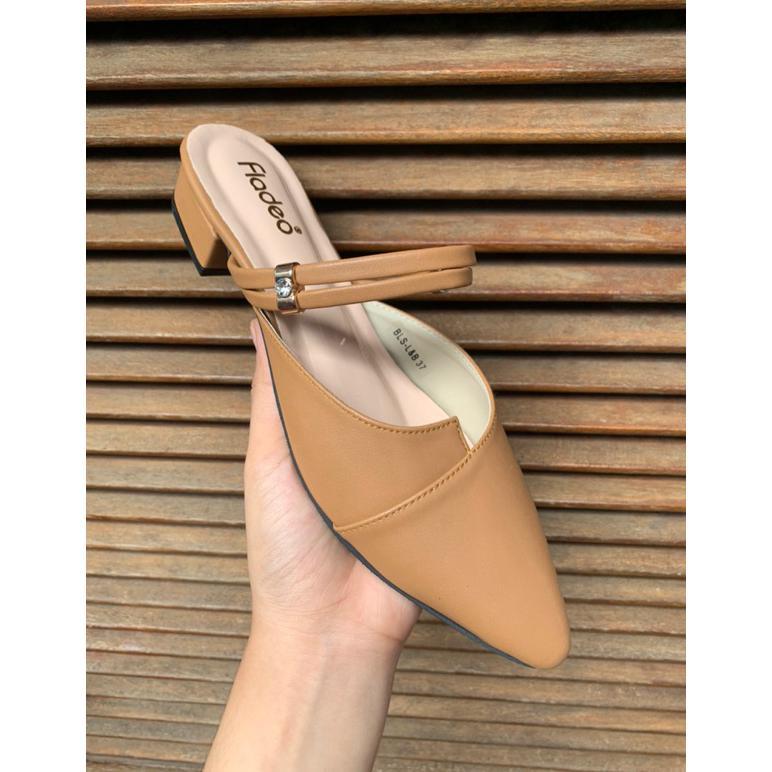Original Sandal Fladeo Wanita Mules Heels 3 Cm  ( Tali 2 )
