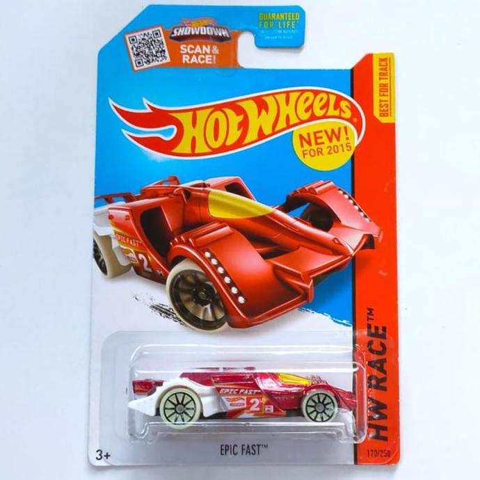 Hotwheels Hot Wheels Epic Fast merah 2014 HW Race roda Glow in the Dark
