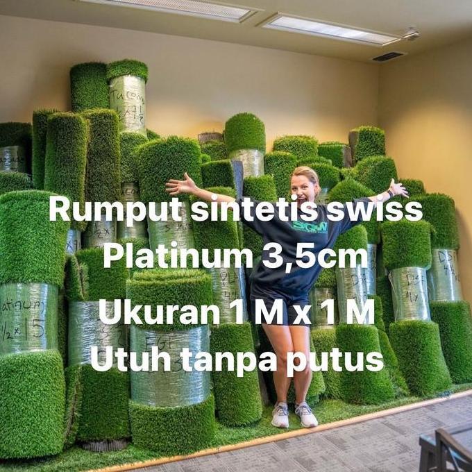 Rumput sintetis swiss platinum 3,5cm ukuran 1 x 1 meter /rumput sintetis murah /rumput sintetis indo