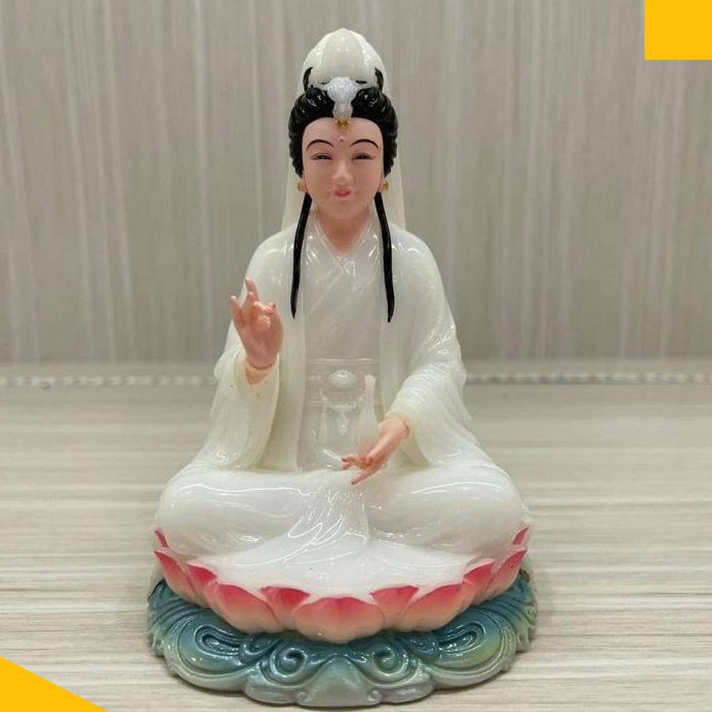 Patung Kwan Im 5In Bahan Marmer Putih Teratai Pink