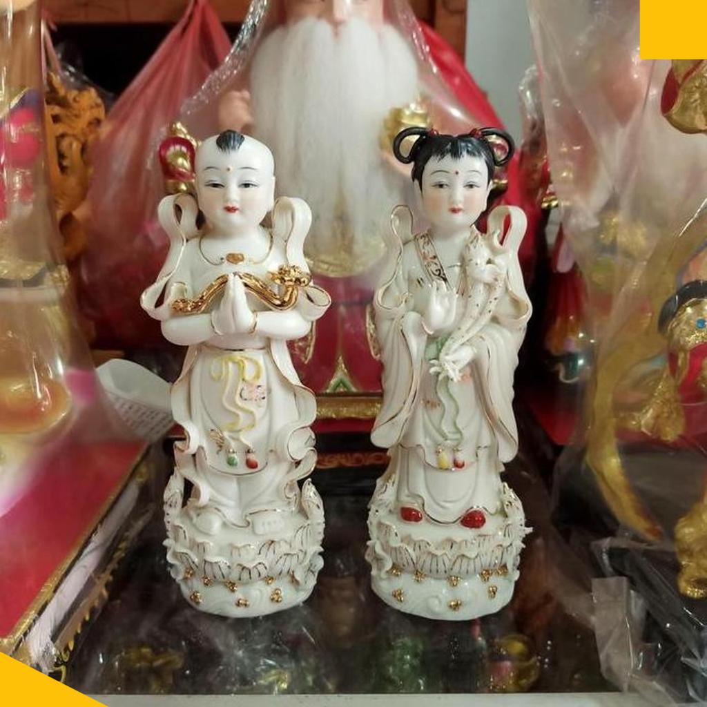 Patung Dewi Rupang Pengapit Dewi Kwan Im Guan Yin 8 Inch Keramik Taiwa