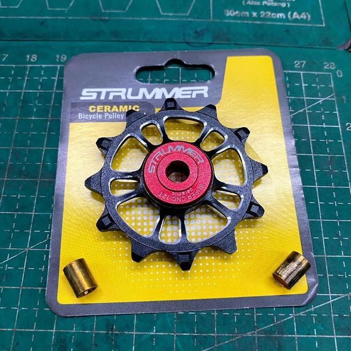 Strummer Bicycle Pulley Wheel SUPER CNC 12T CERAMIC STRUMMER Hitam Satuan - Pulley Strummer 12 T Cer