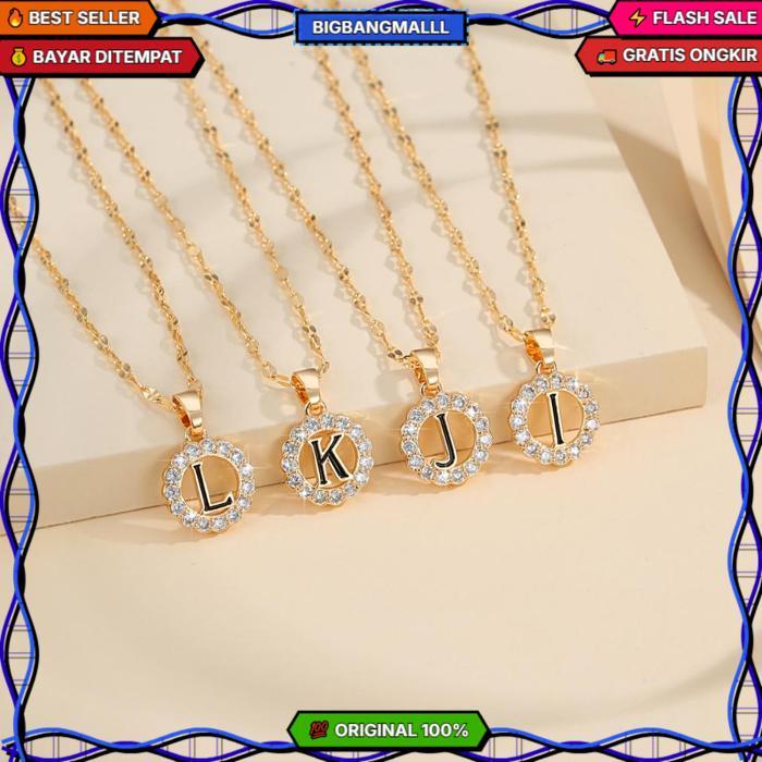 Lanmi Jewelry Kalung Titanium Huruf Wanita Anti Karat Lapis Emas Perhiasan Luntur Rose Gold Huruf Ak