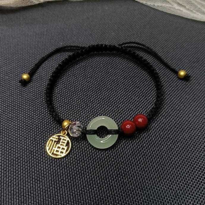 Sparkling- Gelang Simpul Charmed Pixiu Maroon Giok Donat Manik Pasir Merah Tahan Air Tidak Luntur Px