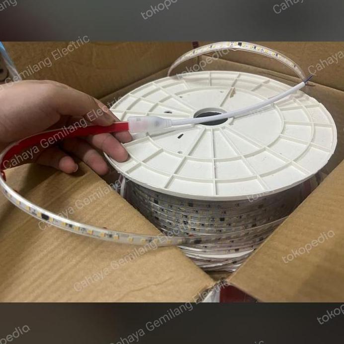 Ready lampu strip led light selang 2850 120d 120led 120mata ac 220v 220volt termasuk include 3m pere