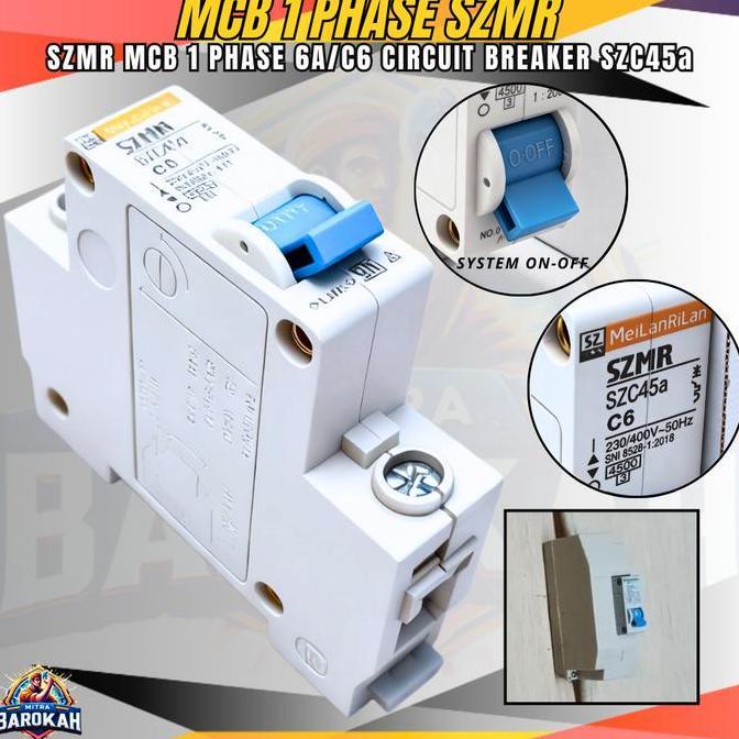 Mcb Szmr 1P C6 Meilanrilan Miniature Circuit Breaker 1 Phase 6 Ampere Meilanrilan Szmr Szc45A Origin